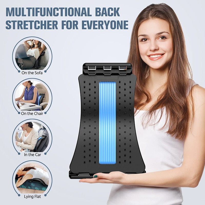 Back Stretcher Magnetotherapy Multi-Level Adjustable Massager Waist Neck Fitness Lumbar Cervical Spine Support Pain Relief