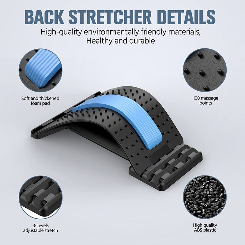 Back Stretcher Magnetotherapy Multi-Level Adjustable Massager Waist Neck Fitness Lumbar Cervical Spine Support Pain Relief